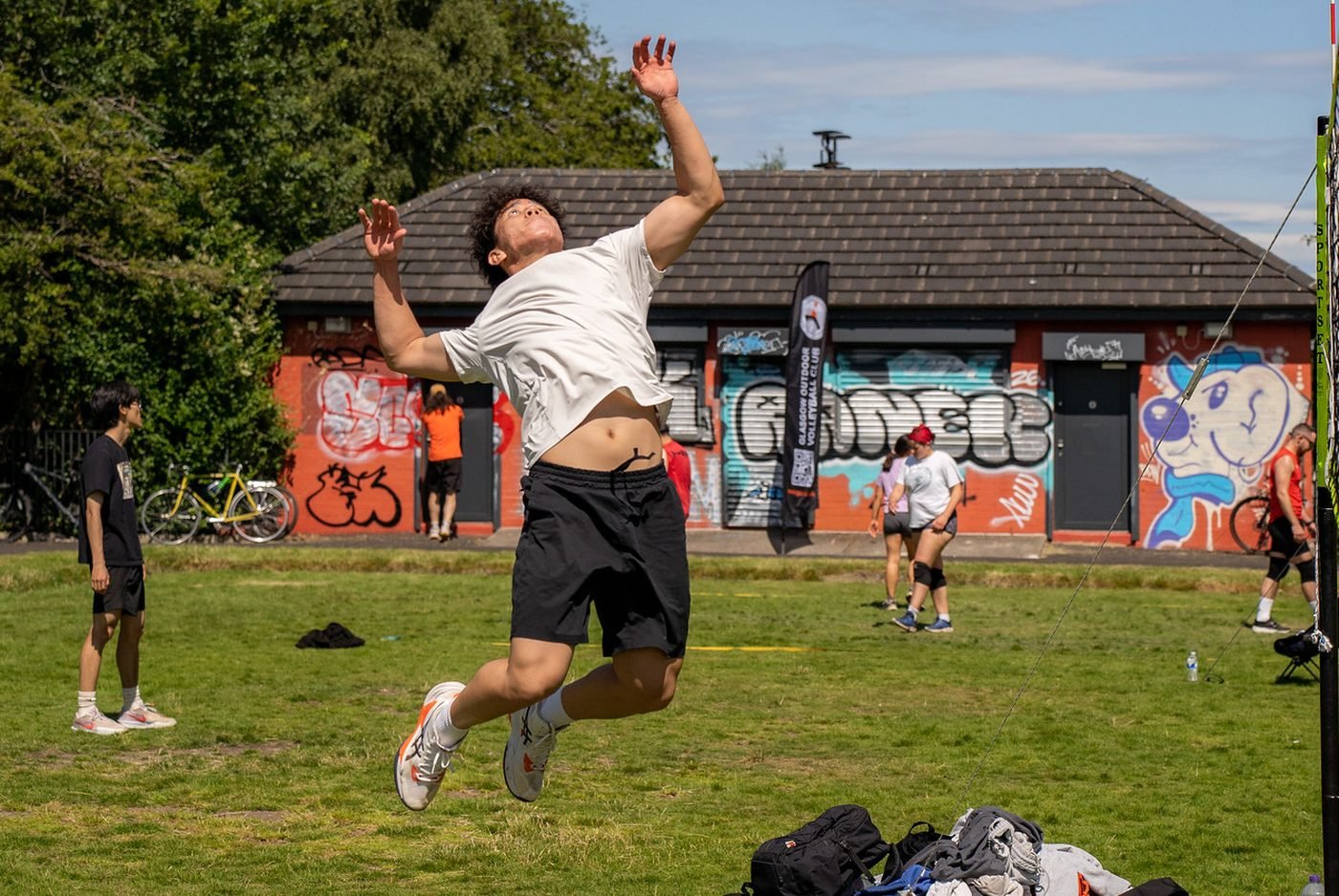 Player jumping for a spike